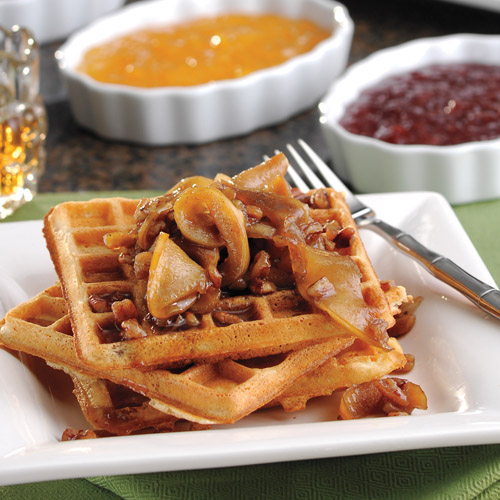 Cinnamon Waffles with Apples and Pecans