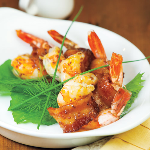 Bacon-Wrapped Shrimp with Honey Mustard Glaze