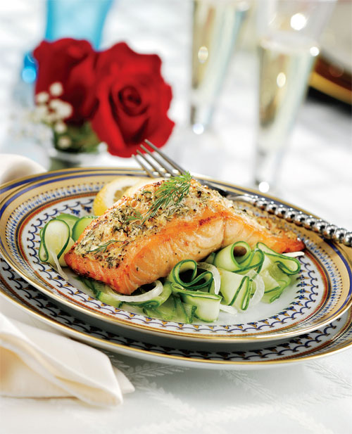 Broiled Sour Cream & Dill Salmon